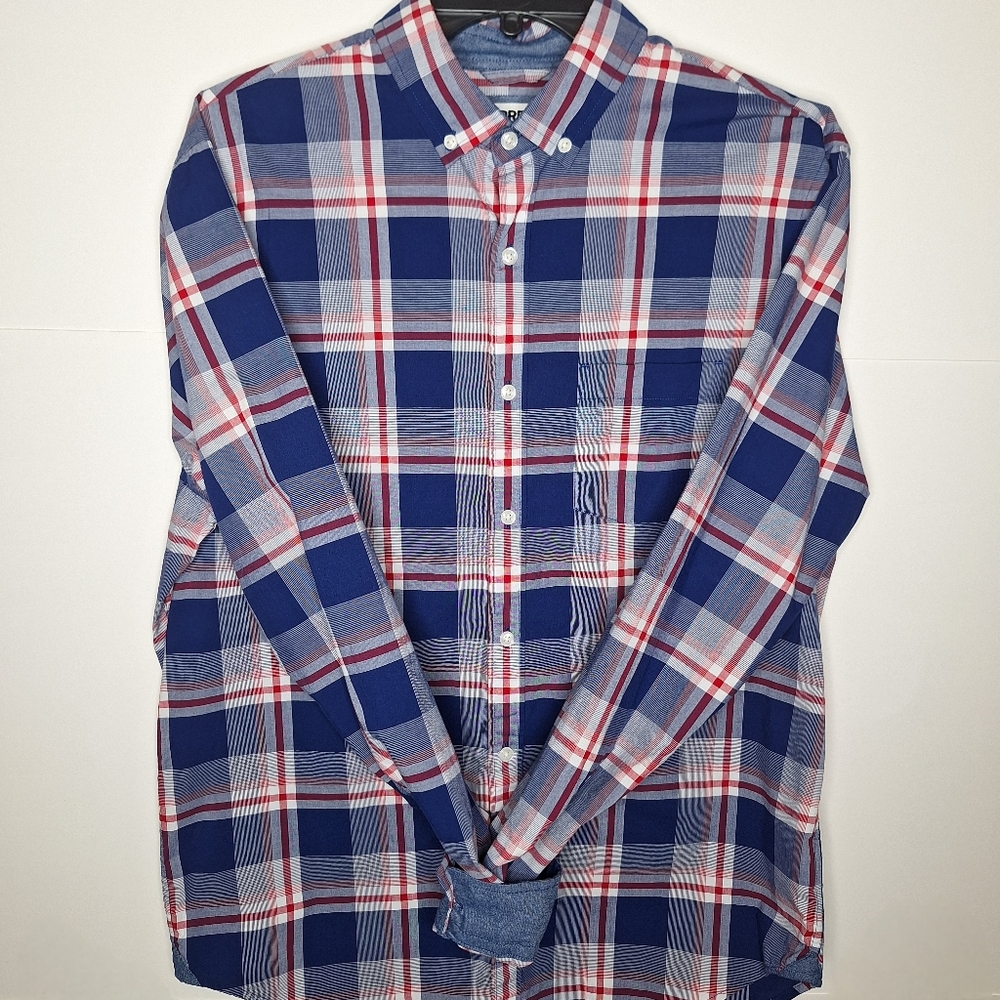 Express men's western core plaid button-down shirt size large.
